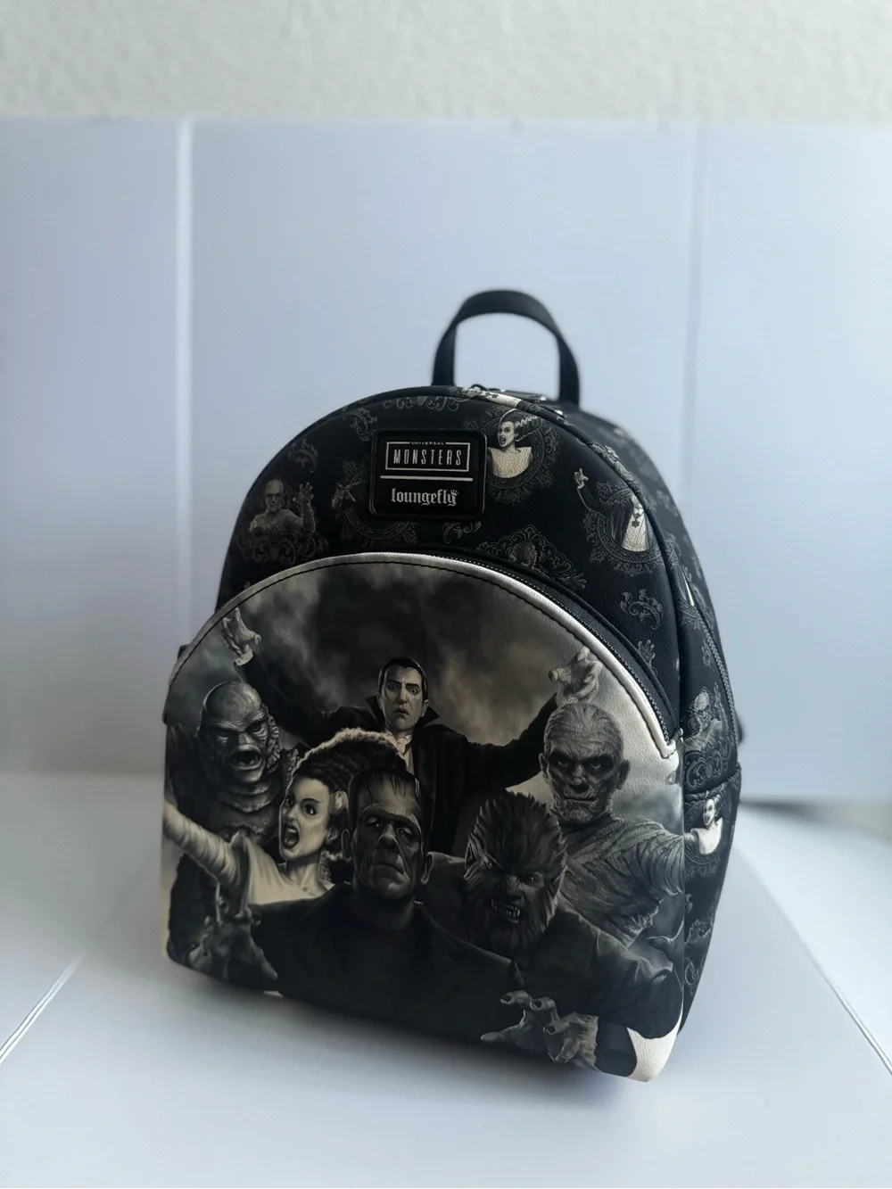 Loungefly Universal Monsters Sepia Mini Backpack - Black/Cream. NWOT